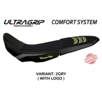 HOUSSE DE SELLE COMPATIBLE  YAMAHA TENERE 700 (19-22) MODÈLE GULFI - Type : CONFORT, Logo : AVEC LOGO, Couleur : GRIS JAUNE