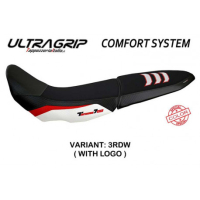 HOUSSE DE SELLE COMPATIBLE  YAMAHA TENERE 700 (19-22) MODÈLE GULFI - Type : CONFORT, Logo : AVEC LOGO, Couleur : GRIS JAUNE