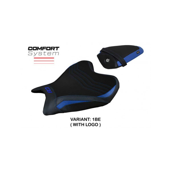 HOUSSE DE SELLE COMPATIBLE YAMAHA R7 (21-22) MODÈLE THERA - Logo : AVEC LOGO, Couleur : BLEU, Type : CONFORT