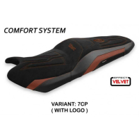 HOUSSE DE SELLE COMPATIBLE YAMAHA T-MAX (17-20) MODÈLE SCRUTARI 2 VELVET - Logo : AVEC LOGO, Couleur : ARGENT, Type : CONFORT