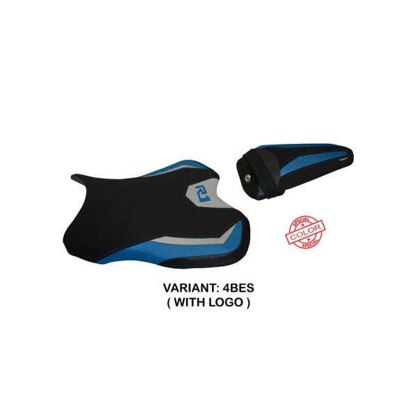 HOUSSE DE SELLE COMPATIBLE YAMAHA R1 (15-22) MODÈLE SPECIAL COLOR BILBAO - Type : STANDARD, Logo : AVEC LOGO, Couleur : BLEU ARGENT