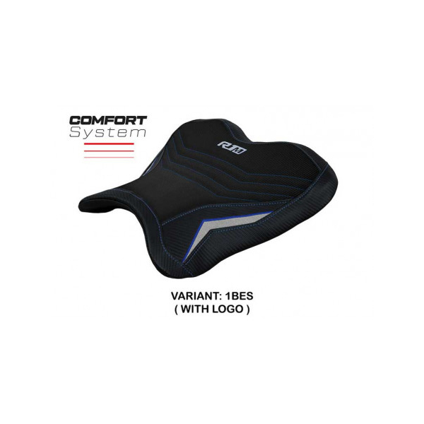 HOUSSE DE SELLE PILOTE COMPATIBLE YAMAHA R1M (15-22) MODÈLE HERNALS - Type : CONFORT, Logo : AVEC LOGO, Couleur : BLEU ARGENT
