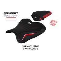 HOUSSE DE SELLE COMPATIBLE YAMAHA R1 (15-22) MODÈLE KAGRAN SPECIAL COLOR - Type : CONFORT, Logo : AVEC LOGO, Couleur : ROUGE BLANC 