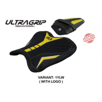 HOUSSE DE SELLE COMPATIBLE YAMAHA R1 (15-22) MODÈLE KAGRAN SPECIAL COLOR - Logo : AVEC LOGO, Couleur : JAUNE BLANC, Type : ULTRAGRIP