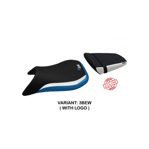 HOUSSE DE SELLE COMPATIBLE YAMAHA R6 (03-05) MODÈLE DE SPECIAL COLOR BLACKBURN - Logo : AVEC LOGO, Couleur : BLEU BLANC, Type : STANDARD
