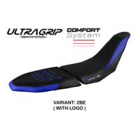 HOUSSE DE SELLE COMPATIBLE YAMAHA TENERE 700 RAID (2022) MODÈLE AKITA - Type : CONFORT, Logo : AVEC LOGO, Couleur : BLEU JAUNE