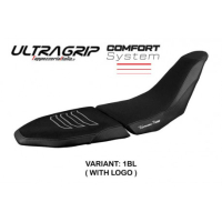 HOUSSE DE SELLE COMPATIBLE YAMAHA TENERE 700 RAID (2022) MODÈLE AKITA - Logo : AVEC LOGO, Couleur : BLEU JAUNE, Type : CONFORT