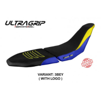 HOUSSE DE SELLE COMPATIBLE YAMAHA TENERE 700 RAID (2022) MODÈLE SENDAI - Logo : AVEC LOGO, Type : ULTRAGRIP, Couleur : BLEU JAUNE
