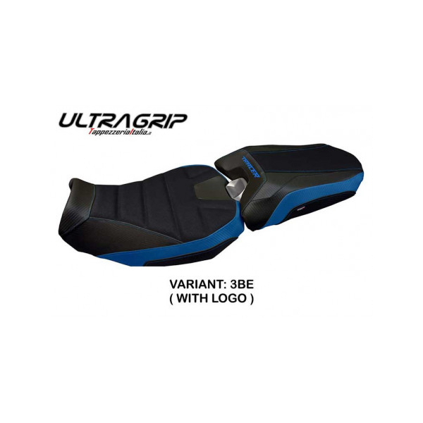 HOUSSE DE SELLE COMPATIBLE  YAMAHA TRACER 900 (18-20) MODÈLE NAIROBI 2 - Logo : AVEC LOGO, Couleur : BLEU, Type : ULTRAGRIP