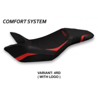 HOUSSE DE SELLE COMPATIBLE TRIUMPH SPEED TRIPLE (11-15) MODÈLE GHIBELLINA 1 - Type : CONFORT, Logo : AVEC LOGO, Couleur : ARGENT