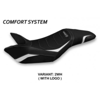 HOUSSE DE SELLE COMPATIBLE TRIUMPH SPEED TRIPLE (11-15) MODÈLE GHIBELLINA 1 - Type : CONFORT, Logo : AVEC LOGO, Couleur : ARGENT