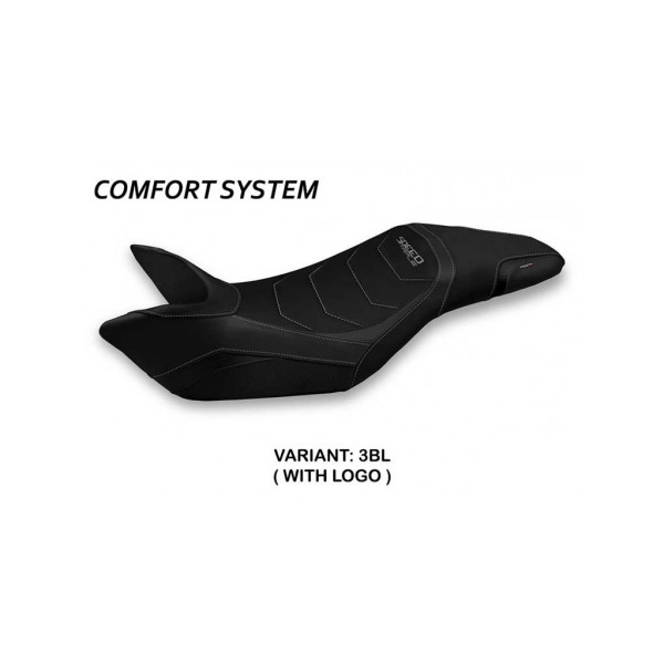 HOUSSE DE SELLE COMPATIBLE TRIUMPH SPEED TRIPLE (11-15) MODÈLE GHIBELLINA 1 - Logo : AVEC LOGO, Couleur : BLANC, Type : CONFORT