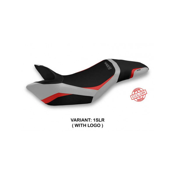 HOUSSE DE SELLE COMPATIBLE TRIUMPH SPEED TRIPLE (11-15) MODÈLE SPECIAL COLOR HEI - Logo : AVEC LOGO, Couleur : ARGENT ROUGE, Type : STANDARD