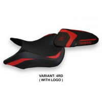 HOUSSE DE SELLE COMPATIBLE TRIUMPH SPEED TRIPLE (16-21) MODÈLE LAZISE 1 - Couleur : ROUGE, Type : STANDARD, Logo : AVEC LOGO