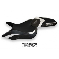 HOUSSE DE SELLE COMPATIBLE TRIUMPH SPEED TRIPLE (16-21) MODÈLE LAZISE 1 - Couleur : BLANC, Type : STANDARD, Logo : AVEC LOGO