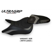 HOUSSE DE SELLE COMPATIBLE TRIUMPH SPEED TRIPLE (16-21) MODÈLE RESIA 1 - Logo : AVEC LOGO, Couleur : BLANC, Type : ULTRAGRIP