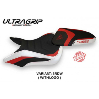 HOUSSE DE SELLE COMPATIBLE TRIUMPH SPEED TRIPLE (16-21) MODÈLE SPECIAL COLOR RES - Logo : AVEC LOGO, Type : ULTRAGRIP, Couleur : ROUGE GRIS