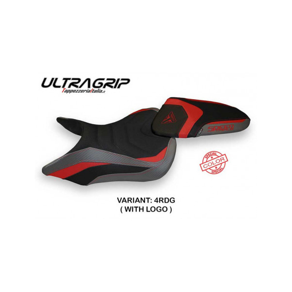 HOUSSE DE SELLE COMPATIBLE TRIUMPH SPEED TRIPLE (16-21) MODÈLE SPECIAL COLOR RES - Logo : AVEC LOGO, Couleur : ROUGE BLANC, Type : ULTRAGRIP
