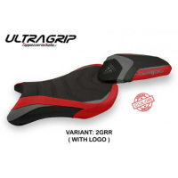 HOUSSE DE SELLE COMPATIBLE TRIUMPH STREET TRIPLE (17-22) AVANE SPECIAL COLOR MOD - Logo : AVEC LOGO, Type : ULTRAGRIP, Couleur : GRIS ROUGE 