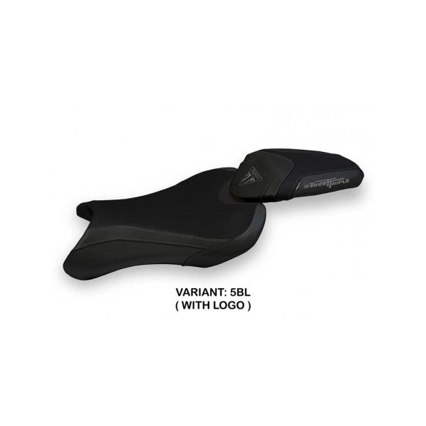 HOUSSE DE SELLE COMPATIBLE TRIUMPH STREET TRIPLE (17-22) MODÈLE SARZANA 1 STANDA - Logo : AVEC LOGO, Couleur : GRIS GRIS, Type : STANDARD