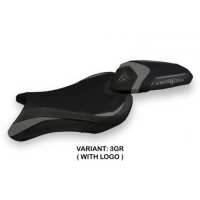 HOUSSE DE SELLE COMPATIBLE TRIUMPH STREET TRIPLE (17-22) MODÈLE SARZANA 1 STANDA - Type : STANDARD, Logo : AVEC LOGO, Couleur : GRIS GRIS