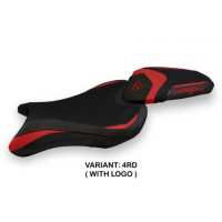 HOUSSE DE SELLE COMPATIBLE TRIUMPH STREET TRIPLE (17-22) MODÈLE SARZANA 1 STANDA - Logo : AVEC LOGO, Couleur : BLANC, Type : STANDARD