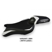 HOUSSE DE SELLE COMPATIBLE TRIUMPH STREET TRIPLE (17-22) MODÈLE SARZANA 1 STANDA - Logo : AVEC LOGO, Couleur : BLANC, Type : STANDARD