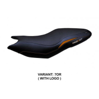 HOUSSE DE SELLE COMPATIBLE  TRIUMPH TRIDENT 660 (21-22) MODÈLE GINES - Logo : AVEC LOGO, Couleur : ORANGE, Type : STANDARD