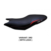 HOUSSE DE SELLE COMPATIBLE  TRIUMPH TRIDENT 660 (21-22) MODÈLE GINES - Logo : AVEC LOGO, Couleur : BLANC, Type : STANDARD