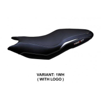 HOUSSE DE SELLE COMPATIBLE  TRIUMPH TRIDENT 660 (21-22) MODÈLE GINES - Logo : AVEC LOGO, Couleur : BLANC, Type : STANDARD