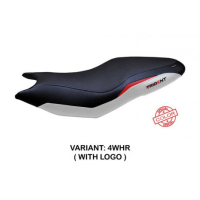 HOUSSE DE SELLE COMPATIBLE  TRIUMPH TRIDENT 660 (21-22) MODÈLE GINES - Logo : AVEC LOGO, Couleur : BLANC, Type : STANDARD