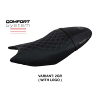 HOUSSE DE SELLE COMPATIBLE TRIUMPH TRIDENT 660 (21-22) MODÈLE SIHLAR - Type : CONFORT, Logo : AVEC LOGO, Couleur : GRIS GRIS 