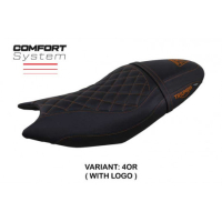 HOUSSE DE SELLE COMPATIBLE TRIUMPH TRIDENT 660 (21-22) MODÈLE SIHLAR - Couleur : ORANGE, Type : CONFORT, Logo : AVEC LOGO