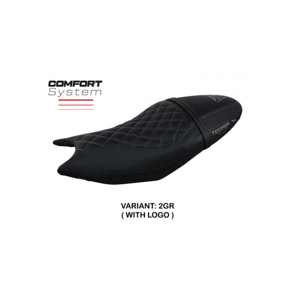 HOUSSE DE SELLE COMPATIBLE TRIUMPH TRIDENT 660 (21-22) MODÈLE SIHLAR - Logo : AVEC LOGO, Couleur : BLANC, Type : CONFORT