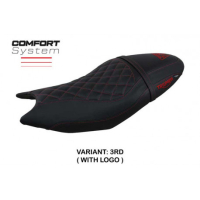 HOUSSE DE SELLE COMPATIBLE TRIUMPH TRIDENT 660 (21-22) MODÈLE SIHLAR - Logo : AVEC LOGO, Couleur : BLANC, Type : CONFORT