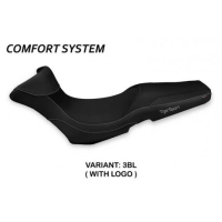 HOUSSE DE SELLE COMPATIBLE  TRIUMPH TIGER 1050 SPORT (13-20) MODÈLE GERGEI - Type : CONFORT, Logo : AVEC LOGO, Couleur : ARGENT 