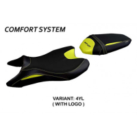 HOUSSE DE SELLE COMPATIBLE YAMAHA MT-07 (18-22) MODÈLE SANYA - Logo : AVEC LOGO, Couleur : JAUNE, Type : CONFORT