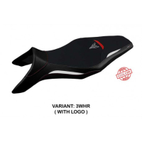 HOUSSE DE SELLE COMPATIBLE YAMAHA MT-09 (13-20) MODÈLE ASHA SPECIAL COLOR - Logo : AVEC LOGO, Couleur : BLANC BLEU, Type : STANDARD