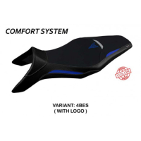 HOUSSE DE SELLE COMPATIBLE YAMAHA MT-09 (13-20) MODÈLE ASHA SPECIAL COLOR - Type : CONFORT, Logo : AVEC LOGO, Couleur : BLANC BLEU