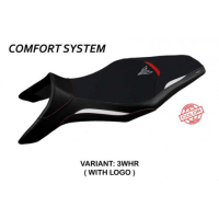 HOUSSE DE SELLE COMPATIBLE YAMAHA MT-09 (13-20) MODÈLE ASHA SPECIAL COLOR - Type : CONFORT, Logo : AVEC LOGO, Couleur : BLANC BLEU