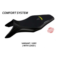 HOUSSE DE SELLE COMPATIBLE YAMAHA MT-09 (13-20) MODÈLE ASHA SPECIAL COLOR - Type : CONFORT, Logo : AVEC LOGO, Couleur : BLANC ROUGE