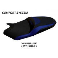 HOUSSE DE SELLE COMPATIBLE YAMAHA T-MAX (17-21) MODÈLE MILANO 3 - Couleur : BLEU, Type : CONFORT, Logo : AVEC LOGO 