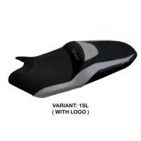 HOUSSE DE SELLE COMPATIBLE YAMAHA T-MAX (17-21) MODÈLE MILANO 3 - Logo : AVEC LOGO, Couleur : BLEU, Type : CONFORT