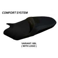 HOUSSE DE SELLE COMPATIBLE YAMAHA T-MAX (17-21) MODÈLE MILANO 3 - Logo : AVEC LOGO, Couleur : BLANC, Type : CONFORT