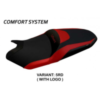 HOUSSE DE SELLE COMPATIBLE YAMAHA T-MAX (17-21) MODÈLE MILANO 3 - Logo : AVEC LOGO, Couleur : BLANC, Type : CONFORT