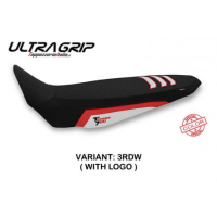 HOUSSE DE SELLE COMPATIBLE  YAMAHA TENERE 700 (19-22) MODÈLE TOAB - Logo : AVEC LOGO, Couleur : BLEU ARGENT, Type : ULTRAGRIP