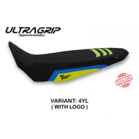 HOUSSE DE SELLE COMPATIBLE  YAMAHA TENERE 700 (19-22) MODÈLE TOAB - Logo : AVEC LOGO, Couleur : GRIS JAUNE, Type : ULTRAGRIP