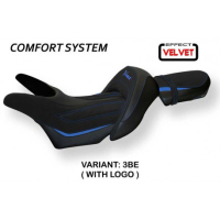 HOUSSE DE SELLE COMPATIBLE YAMAHA V-MAX 1700 (08-17) MODÈLE ODESSA VELVET - Logo : AVEC LOGO, Couleur : BLEU, Type : CONFORT 