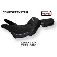 HOUSSE DE SELLE COMPATIBLE YAMAHA V-MAX 1700 (08-17) MODÈLE ODESSA VELVET - Logo : AVEC LOGO, Couleur : BLEU, Type : CONFORT