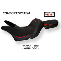 HOUSSE DE SELLE COMPATIBLE YAMAHA V-MAX 1700 (08-17) MODÈLE ODESSA VELVET - Logo : AVEC LOGO, Couleur : ARGENT, Type : CONFORT